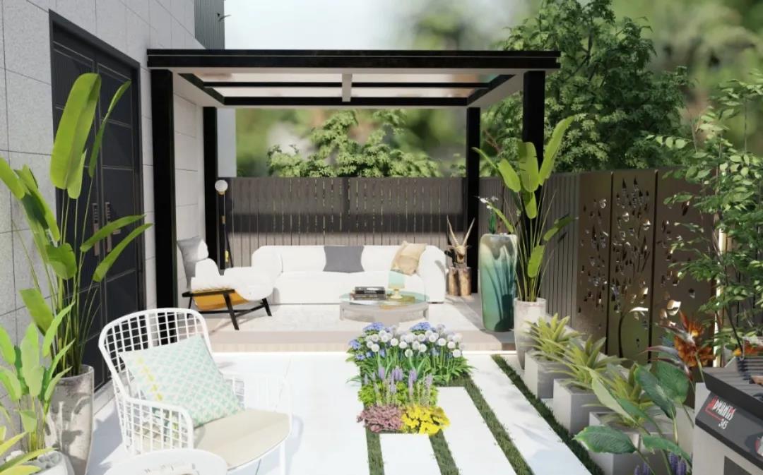 青岛别墅庭院设计——【时尚简约小院】这样的庭院风格适合都市人，你爱了吗？